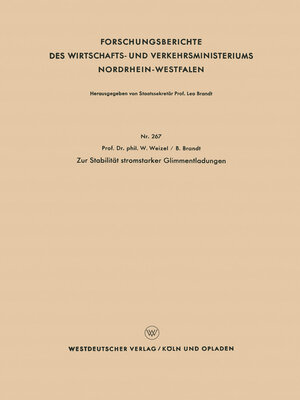 cover image of Zur Stabilität stromstarker Glimmentladungen